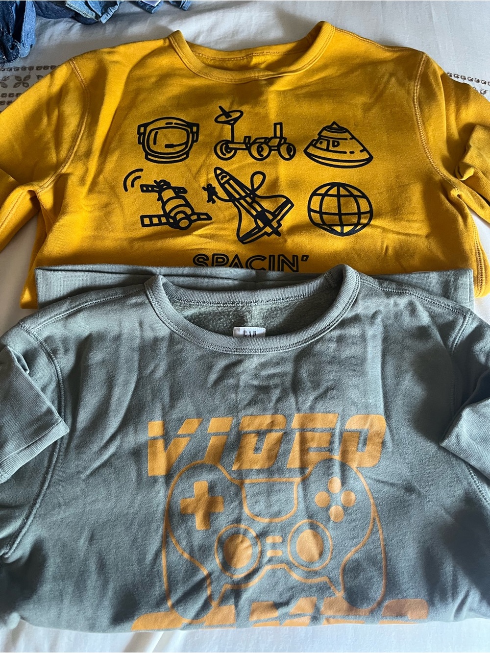 GAP Yellow Space Graphic & GAP Sage Green Video Game Tee (2-Pack)